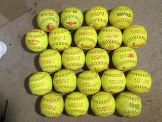 Lot of (22) Used 12" Yellow Green Softballs (#4)