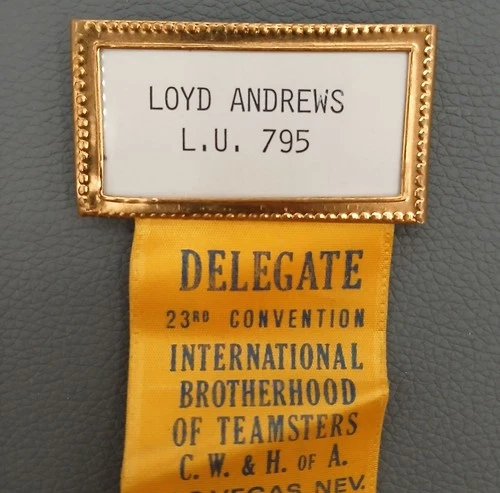 Teamsters Delegate Badge Keyring 6" Gold Yellow Ribbon 1986 Las Vegas Convention image 4