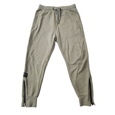 Zara Kids Size 8 Knit Joggers Green Ankle Zip Pull-On Drawstring Pant