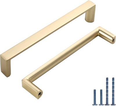 10 Pack 5 Inch(128mm) Kitchen Cabinet Handles Brushed Gold Cabinet Pulls