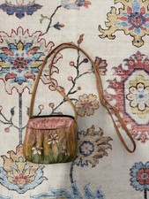 Vintage Enid Collins Leather Crossbody Bag Floral Hand Painted Boho