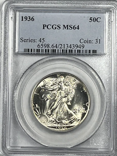 1936 Walking Liberty Half Dollar PCGS MS64 Blazing White