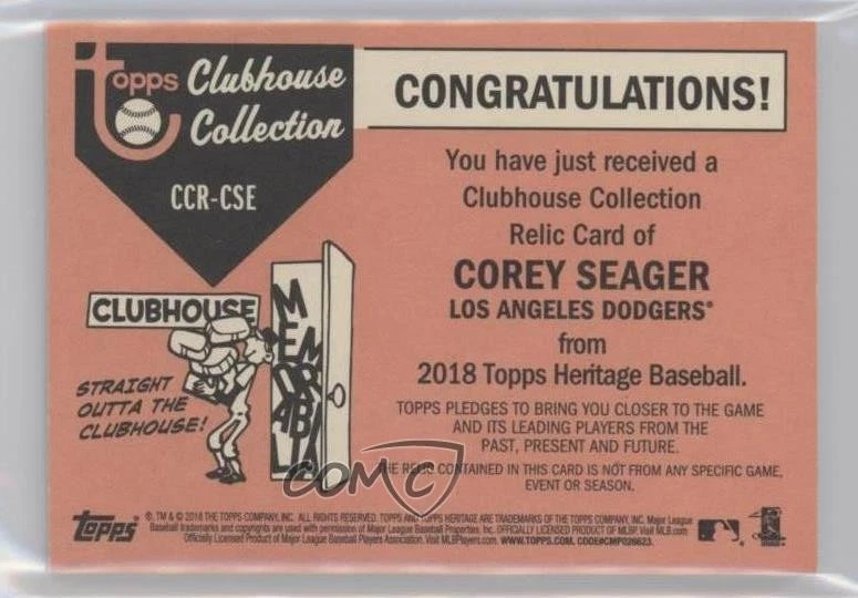 2018 Topps Heritage Clubhouse Collection Relics Gold /99 Corey Seager #CCR-CSE - Image 2 of 2