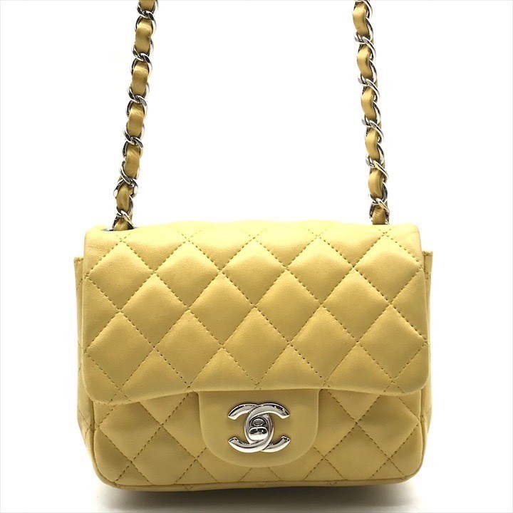 Vintage CHANEL Coco Mark Turn Lock Mini Matelassé Lambskin Shoulder Bag