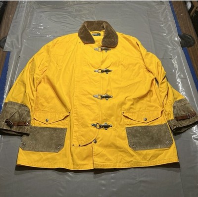 Vtg Polo Ralph Lauren Chore Jacket Lobster Clasp Mens 2XL Yellow Fireman Toggle