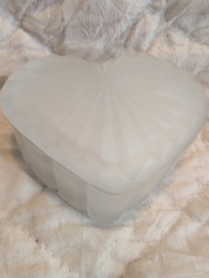 Unscented Frost Glass Trinket Heart Candle Box  Never Used