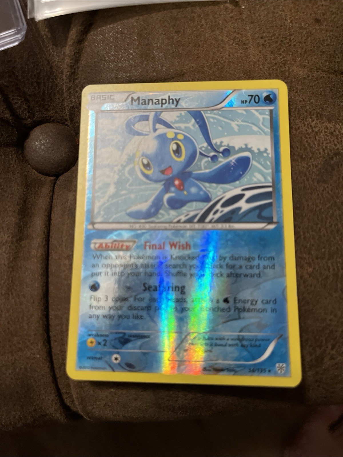 Manaphy Holo Rare 34/135 Plasma Storm Pokemon Card