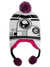 Star Wars Girls Storm Trooper Pom Pom Peruvian Style Trapper Hat Fleece Lined