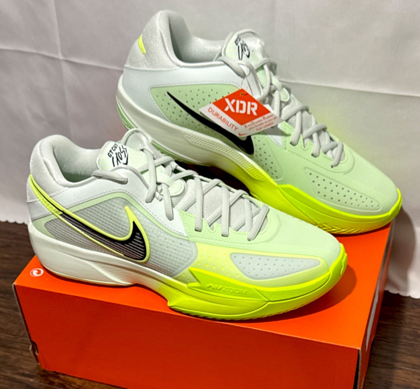 Nike Air Zoom G.T. Cut Academy White/Lime/Yellow Men's Mesh Sneaker 