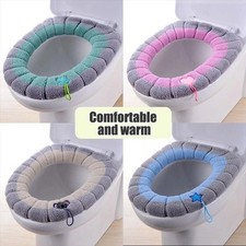 Toilet Seat Cover Soft Thicker Warmer Stretchable Washable Cushion Mat Bathroom