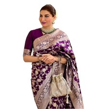 Women's Soft Lichi Silk Kanjivaram Banarasi Saree With Blouse Piece