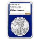 2025-W Proof $1 American Silver Eagle NGC PF70UC Brown Label Blue Core