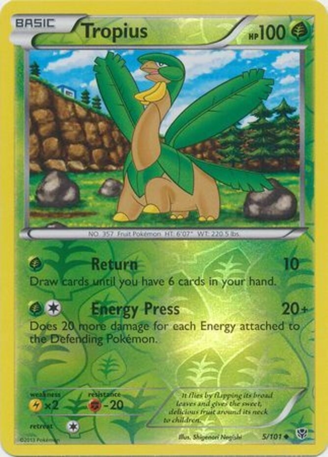 Tropius - 5/101 - Uncommon - Reverse Holo LP, English Pokemon Plasma Blast