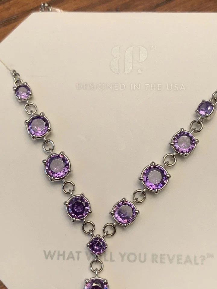 Collar Bomb Party NK34679 Showstopper encontrado topacio púrpura circonita cúbica .925 esterlina Foto 3 de 4