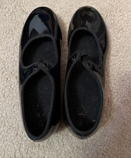 Capezio Tap Dance Shoes Sz 6 Black Patent Sleek Dancing Ballet Jazz Minimalist