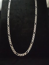 Collar Cadena Alfi Vintage Italia Figaro Plata de Ley 925, 34 gr, 21,5" Largo