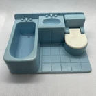 Vintage Fisher Price little people blue one-piece bathroom: toilet/tub/sink 2551