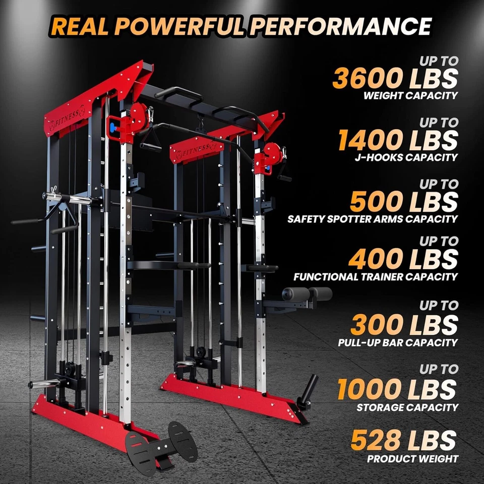 Máquina Power Cage Smith - 3600 lb multifuncional Power Rack con cable cruzado Foto 3 de 4