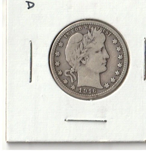 1916 D Barber Quarter (VG)