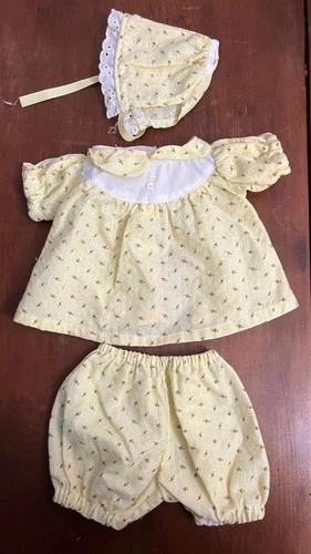 Vintage Cabbage Patch Kids/Doll Clothes Yellow Rosebud Dress & Bloomers & Pants