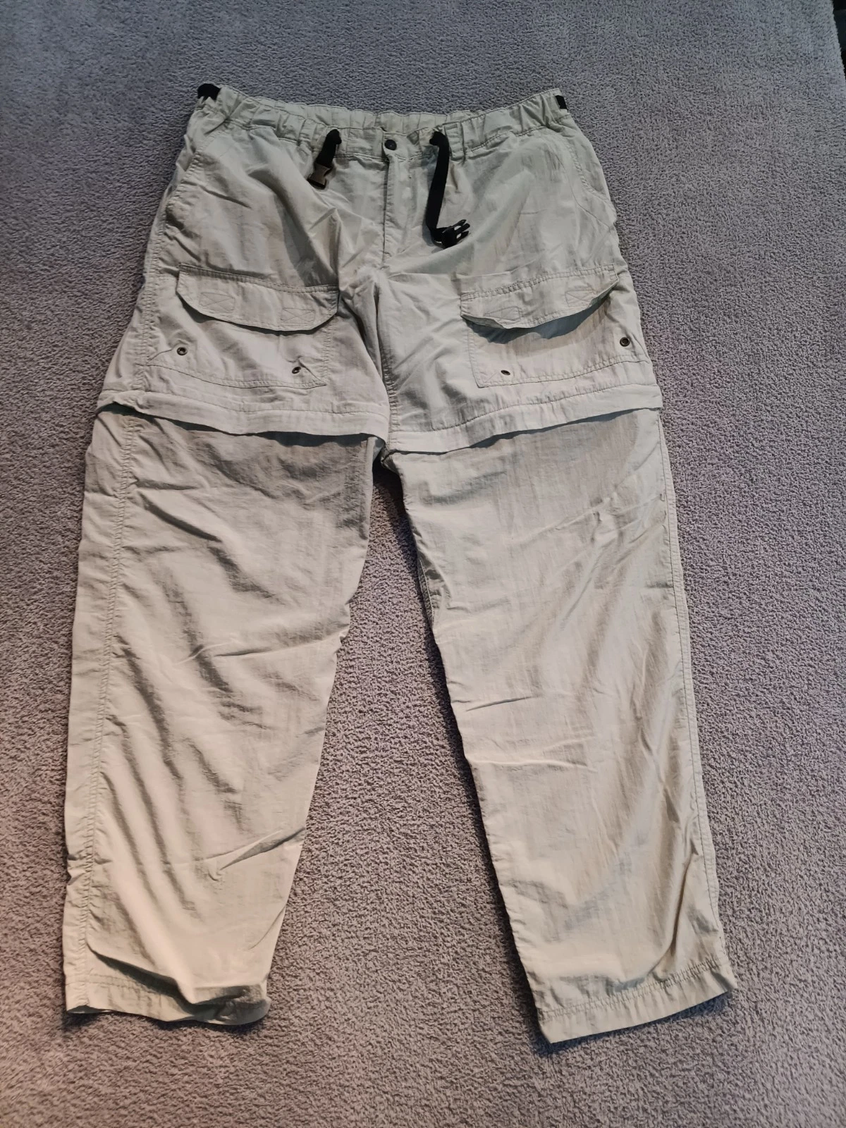 REI XXL Convertible Hiking Pants Beige Zip-Off Cargo Outdoor Trail Nylon