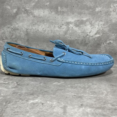 1901 Blue Suede Slip On Moccasins Loafers Driving Shoes Men's Size 11 M - Picture 5 of 15