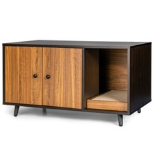 Cat Litter Box Enclosure Furniture Hidden Cat Litter Cabinet w/2 Magnetic Doors