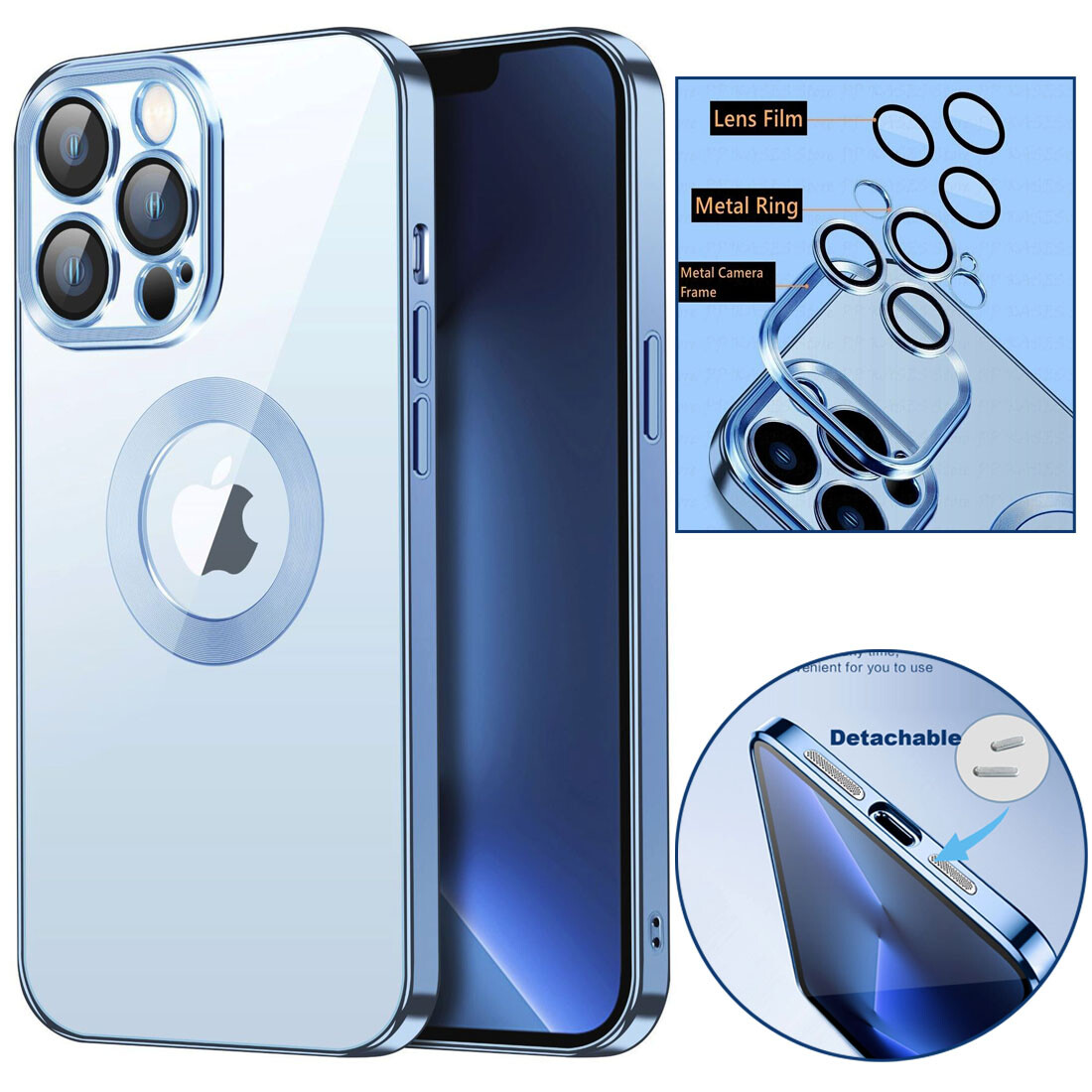 Custodia Trasparente Elettroplaccata Per IPhone 11 12 13 14 Pro Max Con Protezione Fotocamera