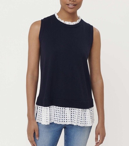 Eyelet Mixed Media Sweater Tank 