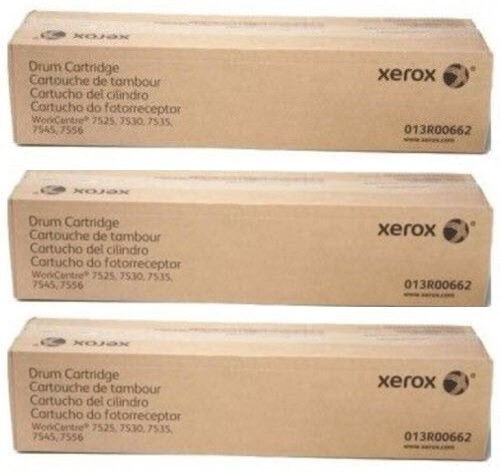 3 Genuine Factory Sealed Xerox 013R00662 Color Drum Cartridges 7520 ...