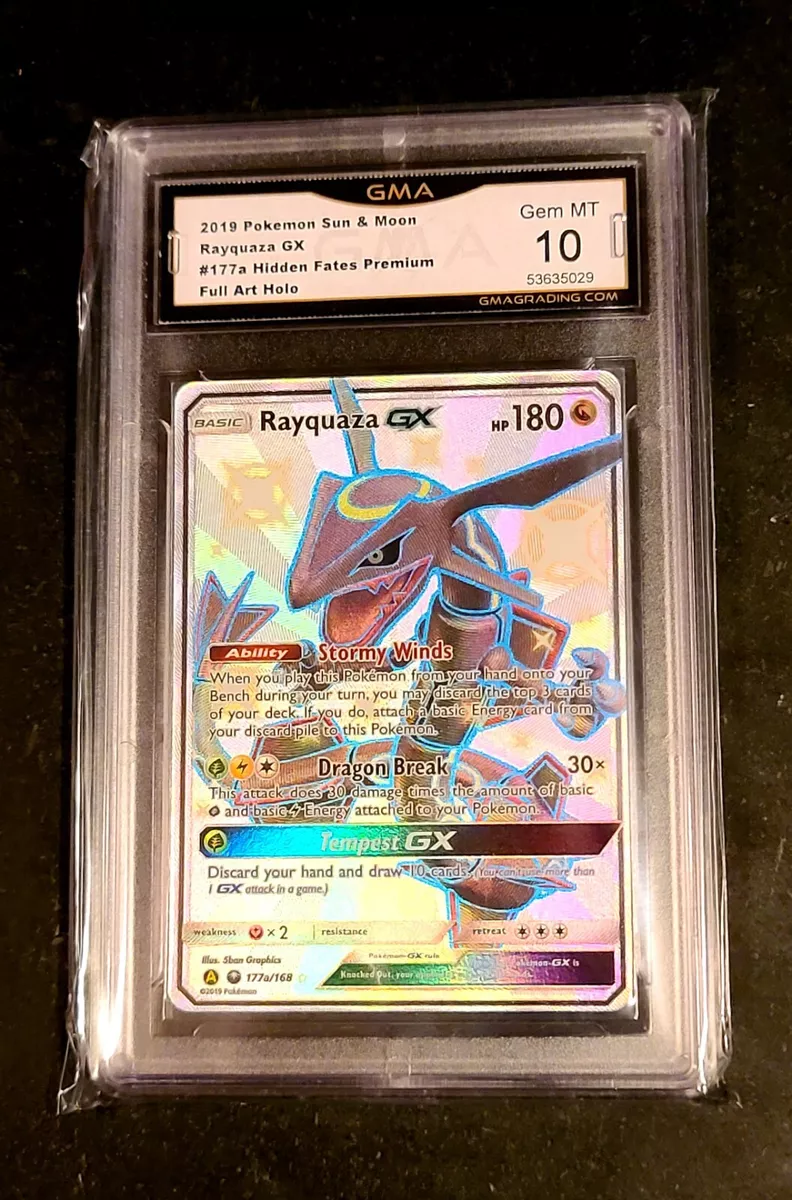 PSA 10 Shiny Rayquaza GX Full-Art 177a Hidden Fates Pok