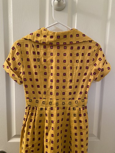 Diane Von Furstenberg Women's Dress Yellow Pink Cutout Bundette Linen Blend Sz 0 - Picture 8 of 9