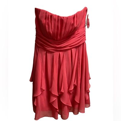 NWT David's Bridal Strapless Chiffon Dress w/ Layered Skirt in Guava Pink SZ 14 | eBay NWT David's Bridal Strapless Chiffon Dress w/ Layered Skirt in Guava Pink SZ 14 | eBay