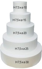Set 5 Basi Tondo Polistirolo Ø10-15-20-25-30 H 7,5 cm per Torte Compl.ni e Party
