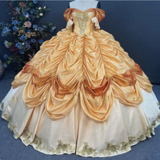 Belle Princess Quinceanera Dresses Satin Sweet 16 Birtdhay Party Prom Ball Gowns