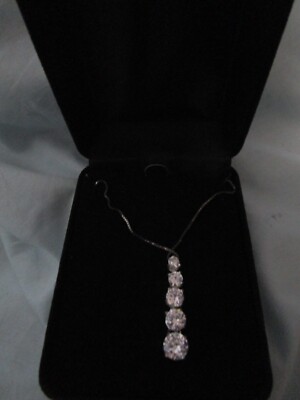 Necklace Cubic Zirconia on 925  Sterling Silver  18'' Chain-gift box