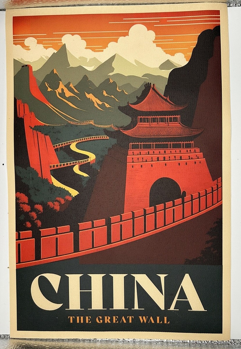 China Great Wall Canvass Poster Travel Art Wall Decor 8” x 12” #T