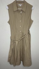 Tommy Hilfiger Beige Full Button Tie Waist Collared T Shirt Dress Size 14