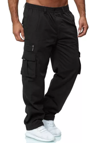 Mens Cargo Combat Work Pants Joggers Pockets Gym Sports Elastic Waist Trousers - Picture 13 of 18