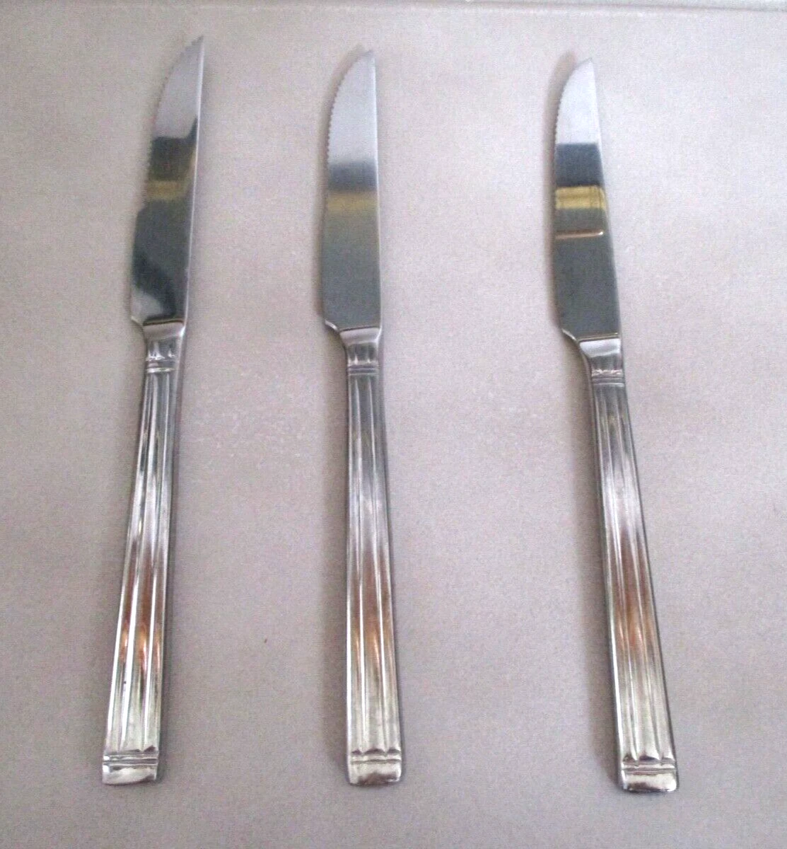 3 - J A Henckels 9" Serrated Stainless Steak Knives Set of 3