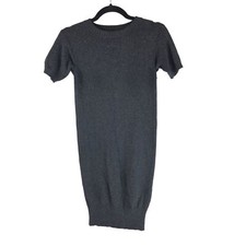 Neuw Womens Sweater Dress Gathered Hem Short Sleeve Gray Size 8
