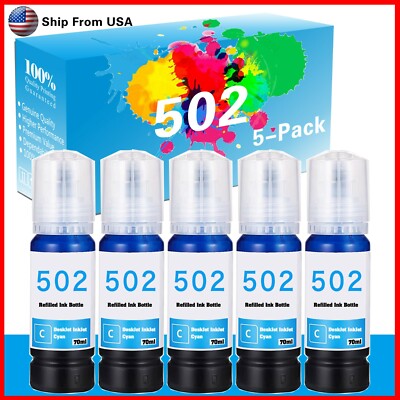 5PK EPSON T502 Refill Bottle Ink for Epson WorkForce ST-3000 ST-4000 printer
