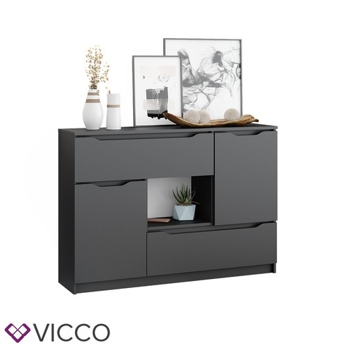 Sideboard Kommode Mehrzweckschrank Ruben Anthrazit 120 cm 4 Schubladen Vicco - Bild 7 von 8