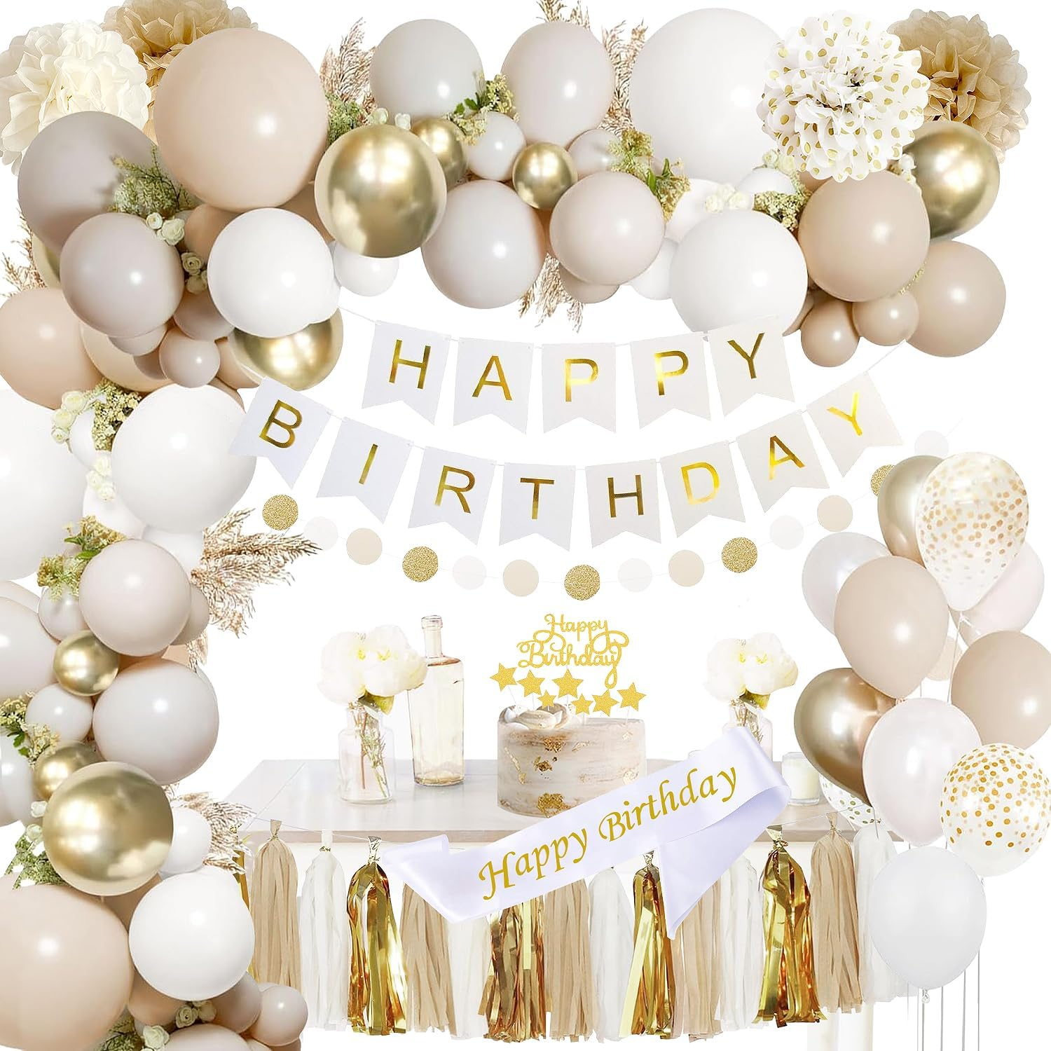 Upgraded Gold White Birthday Party Decorations  essentials