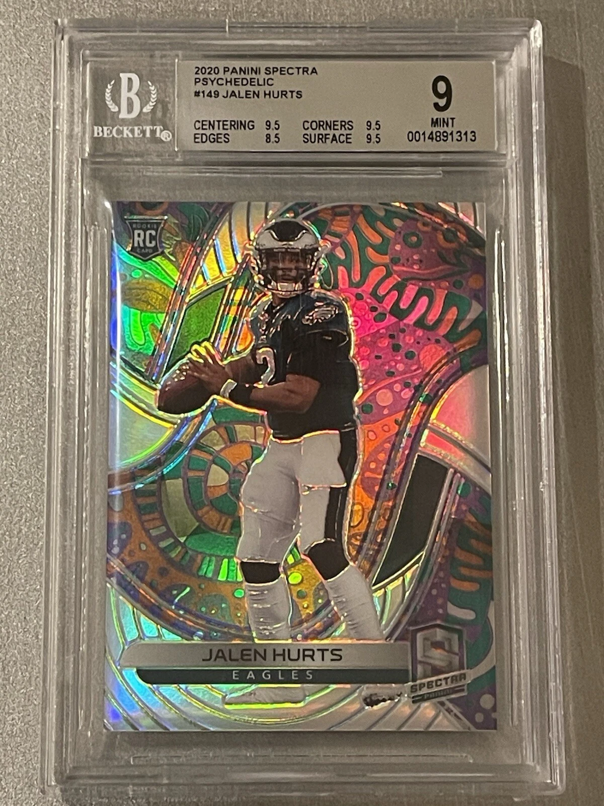 Jalen Hurts Panini Spectra #211 Patch Autograph-Psychedelic