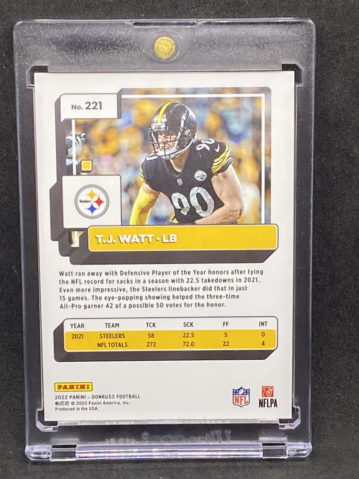 T.J. Watt РЕДКАЯ ЗОЛОТАЯ ПЕРЕЛИВАЮЩАЯСЯ ИНВЕСТИЦИОННАЯ КАРТА SSP PANINI STEELERS КАК НОВАЯ - Изображение 2 из 2