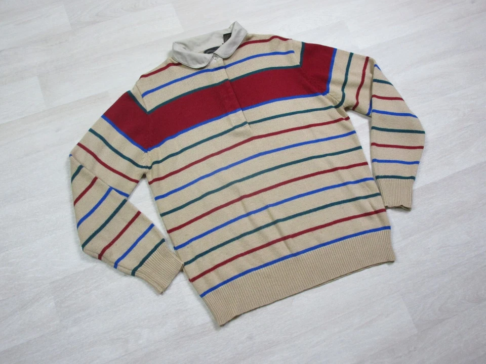 Suéter de punto polo a rayas vintage a medida de los años 60 (L) Rockabilly Cobain Grunge Foto 2 de 4