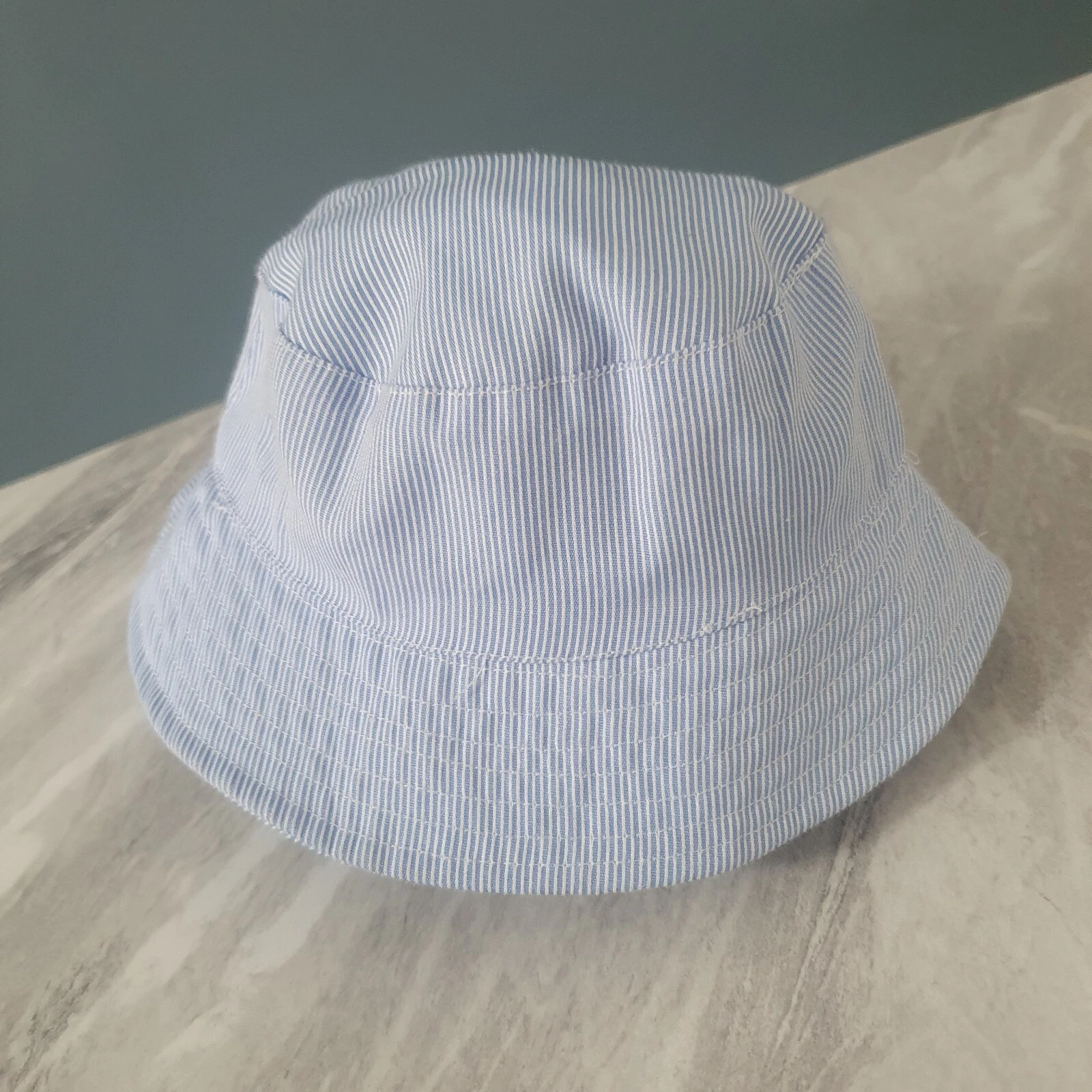 George Boys Blue White Striped Baby Summer Hat 6-12 Months Used Free UK Delivery
