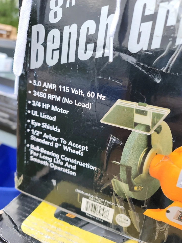 全新带盒 Central Machinery 8 英寸长凳磨床 — 第 2/2 张图片