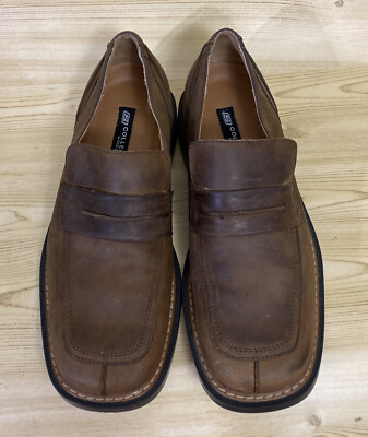 Skechers Collection Brown Leather Square Toe Loafers Slip On  display picture 1